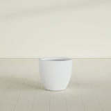 Wannsee Round Planter in Gloss Bright White, 27"D × 24"H, shown empty