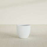 Wannsee Round Planter in Gloss Bright White, 27"D × 24"H, shown empty