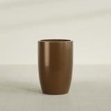 Lisbon tall round tapered fiberglass planter in Metallic Bronze, 24 in diameter, 36 in high, shown empty