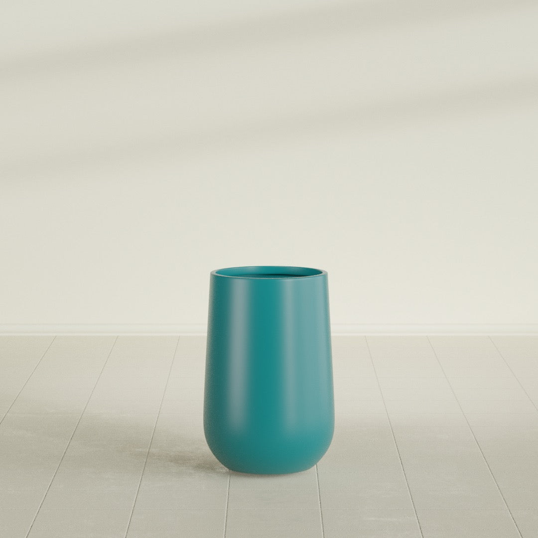 Hayden Urn Planter in Satin Seafoam Green, 12"Diam × 20"H, shown empty
