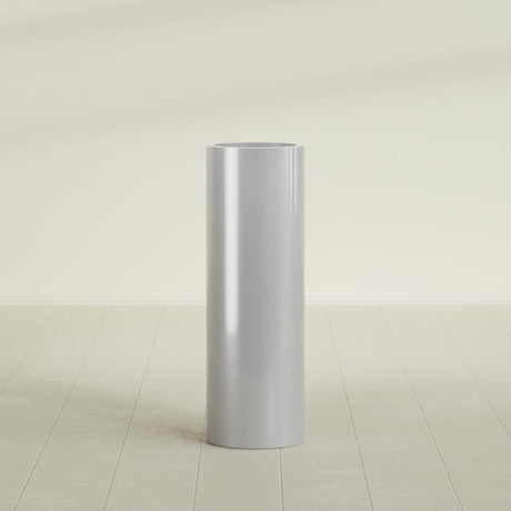 Corry Cylinder Planter in Metallic Silver, 12"D × 36"H, shown empty