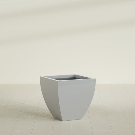 Lima Tapered Square Planter in Metallic Silver, 24", shown empty