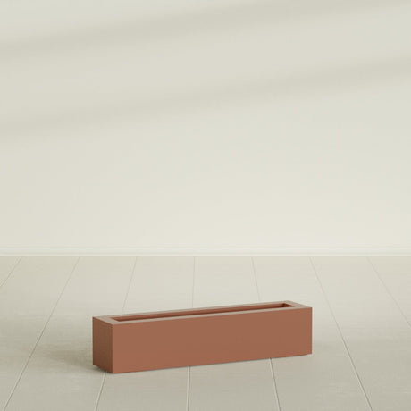 Salon Box Planter in Matte Terra Cotta, 36" Long, shown empty