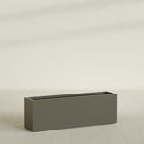 Tolga Rectangular Planter in Matte Bronze, 72"L × 16"D × 24"H, shown empty