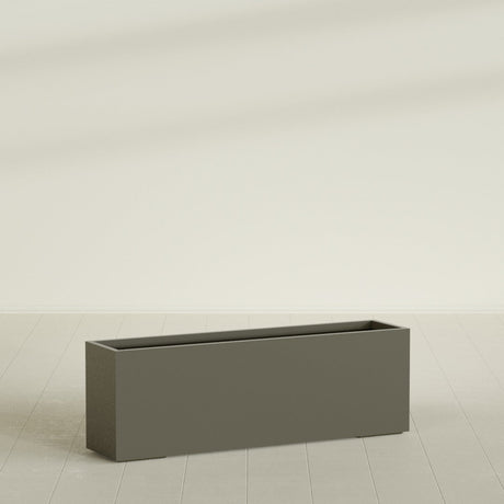 Tolga Rectangular Planter in Matte Bronze, 72"L × 16"D × 24"H, shown empty