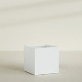 Montroy Cube Planter in Matte Bright White, 40", shown empty