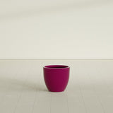 Wannsee Round Planter in Gloss Eggplant, 22"D × 19"H, shown empty