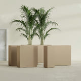Perth Rectangular fiberglass planter in Gloss Metallic Gold, size range, in a sunlit interior