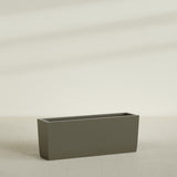 Panama Tapered Rectangular Planter in Matte Bronze, 48"L × 12"D × 18"H, shown empty