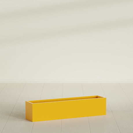Monaco Rectangle Planter in Gloss Saffron, 32"L, shown empty