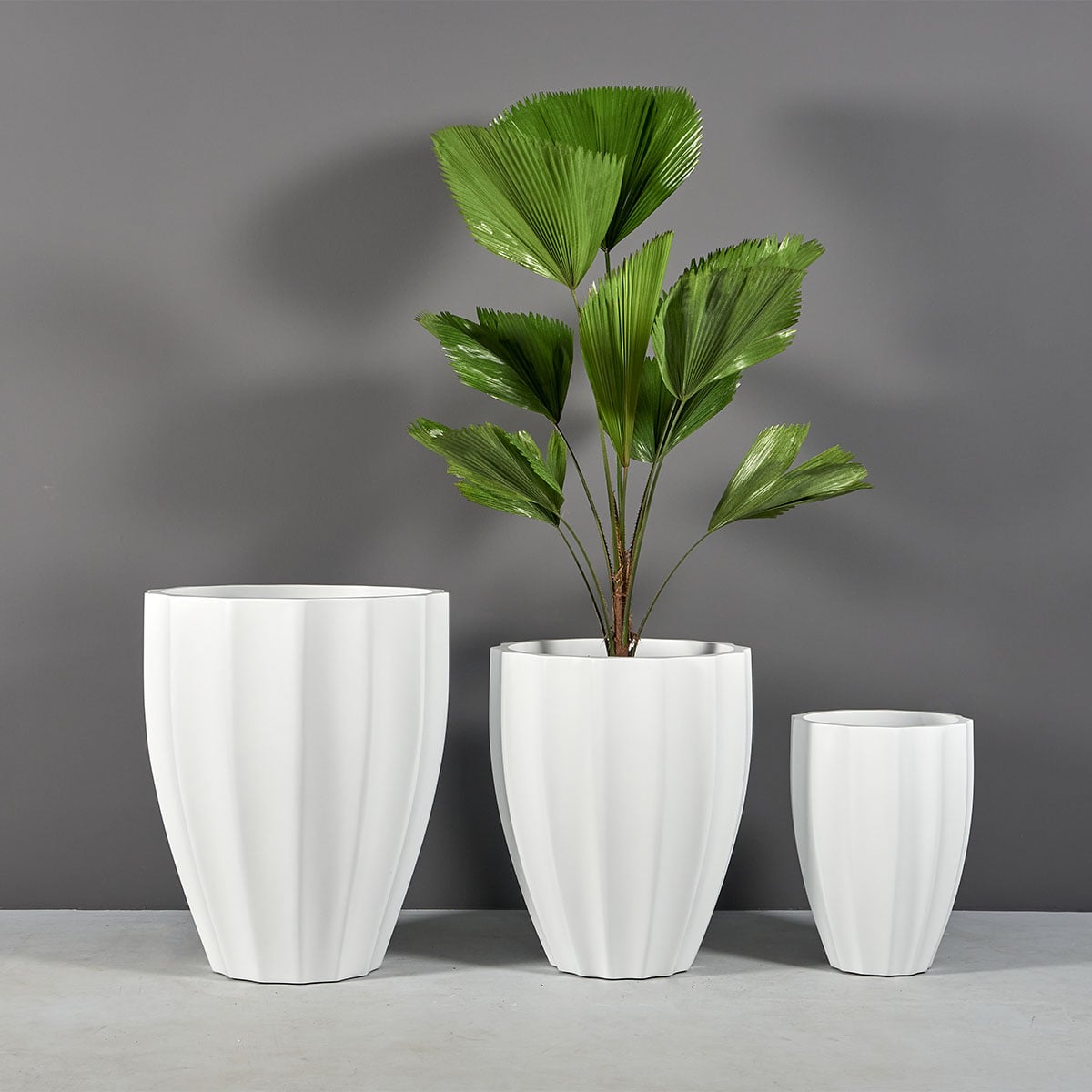 Alicante fluted fiberglass planter