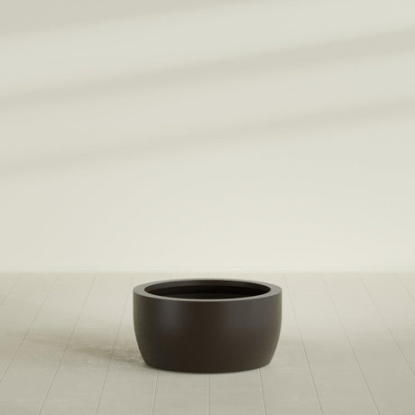 Casablanca Bowl Planter in Matte Dark Brown, 30"D × 15"H, shown empty