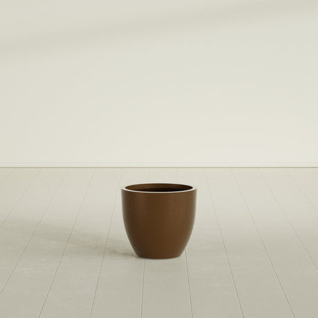 Wannsee Round Planter in Metallic Bronze, 22"D × 19"H, shown empty