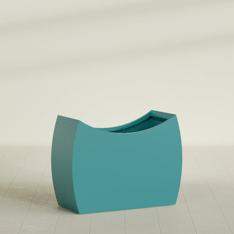 Seoul Curved Planter in Satin Seafoam Green, 48"L × 20"D × 36"H, shown empty