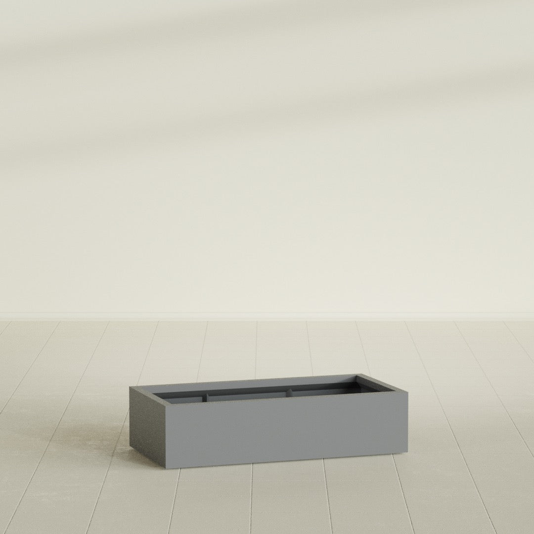 Antwerp Rectangular Planter in Matte Gunmetal, 48"L × 24"D × 12"H, shown empty