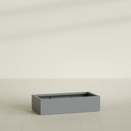Antwerp Rectangular Planter in Matte Gunmetal, 48"L × 24"D × 12"H, shown empty