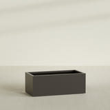 Torino Wide Rectangular Planter in Matte Dark Brown, 48"L × 24"D × 18"H, shown empty