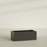 Torino Wide Rectangular Planter in Matte Dark Brown, 48"L × 24"D × 18"H, shown empty
