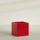 Montroy Cube Planter in Gloss Red, 40", shown empty
