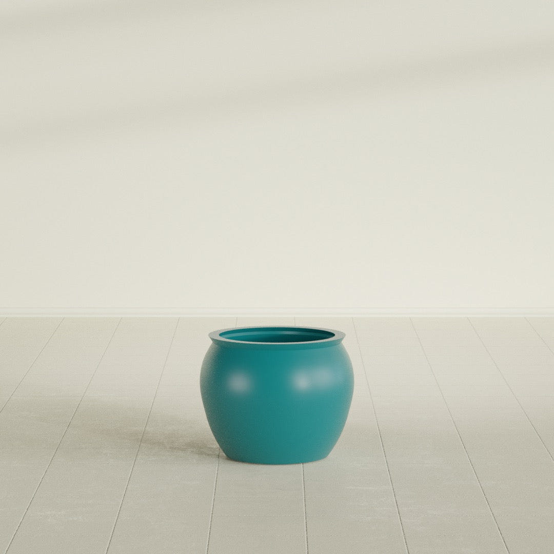 Shanghai Fishbowl Planter in Satin Seafoam Green, 16", shown empty