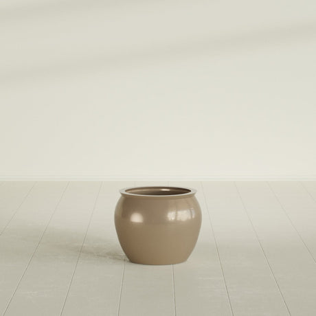 Shanghai Fishbowl Planter in Gloss Metallic Gold, 16", shown empty
