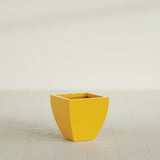 Lima Tapered Square Planter in Gloss Saffron, 16", shown empty