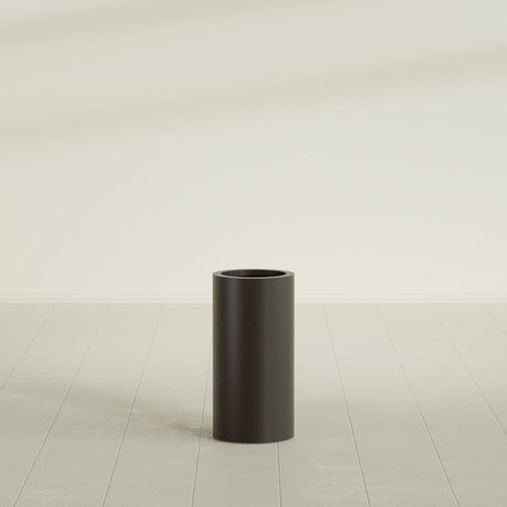 Corry Cylinder Planter in Matte Dark Brown, 10"D × 20"H, shown empty