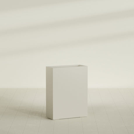 Amesbury Narrow Rectangular Planter in Satin Beige, 24"L × 10"D × 32"H, shown empty