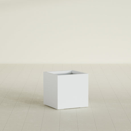 Montroy Cube Planter in Gloss Bright White, 20", shown empty