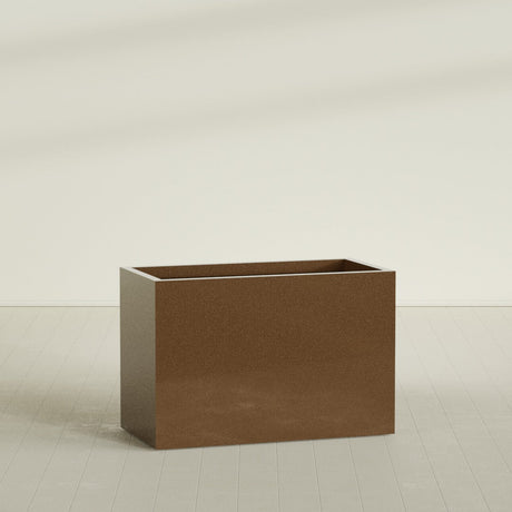 Brisbane Rectangular Planter in Metallic Bronze, 48"L × 24"D × 32"H, shown empty