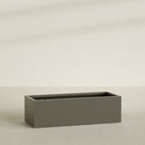 Torino Wide Rectangular Planter in Matte Bronze, 60"L × 24"D × 18"H, shown empty