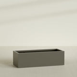 Torino Wide Rectangular Planter in Matte Bronze, 60"L × 24"D × 18"H, shown empty