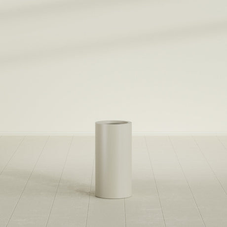 Corry Cylinder Planter in Satin Beige, 10"D × 20"H, shown empty