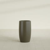 Lisbon tall round tapered fiberglass planter in Matte Bronze, 18 in diameter, 32 in high, shown empty