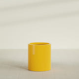 Rio Grande Cylinder Planter in Gloss Saffron, 18"D × 20"H, shown empty