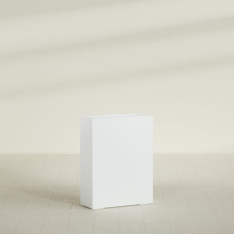 Amesbury Narrow Rectangular Planter in Matte Bright White, 24"L × 10"D × 32"H, shown empty