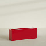 Miami Narrow Rectangular Planter in Gloss Red, 48"L × 12"D × 18"H, shown empty