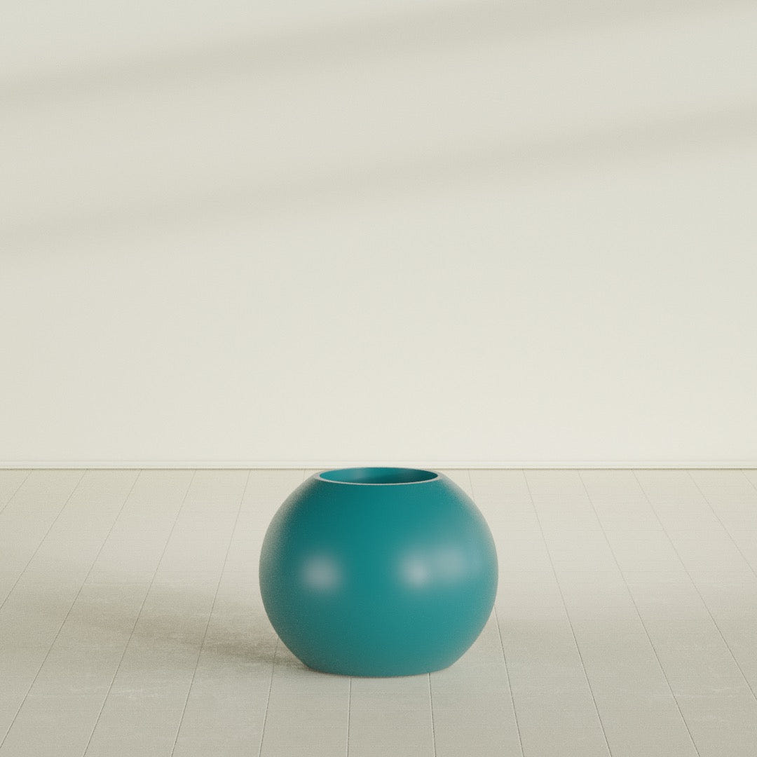 Globe Planter in Satin Seafoam Green, 24"D × 19"H, shown empty