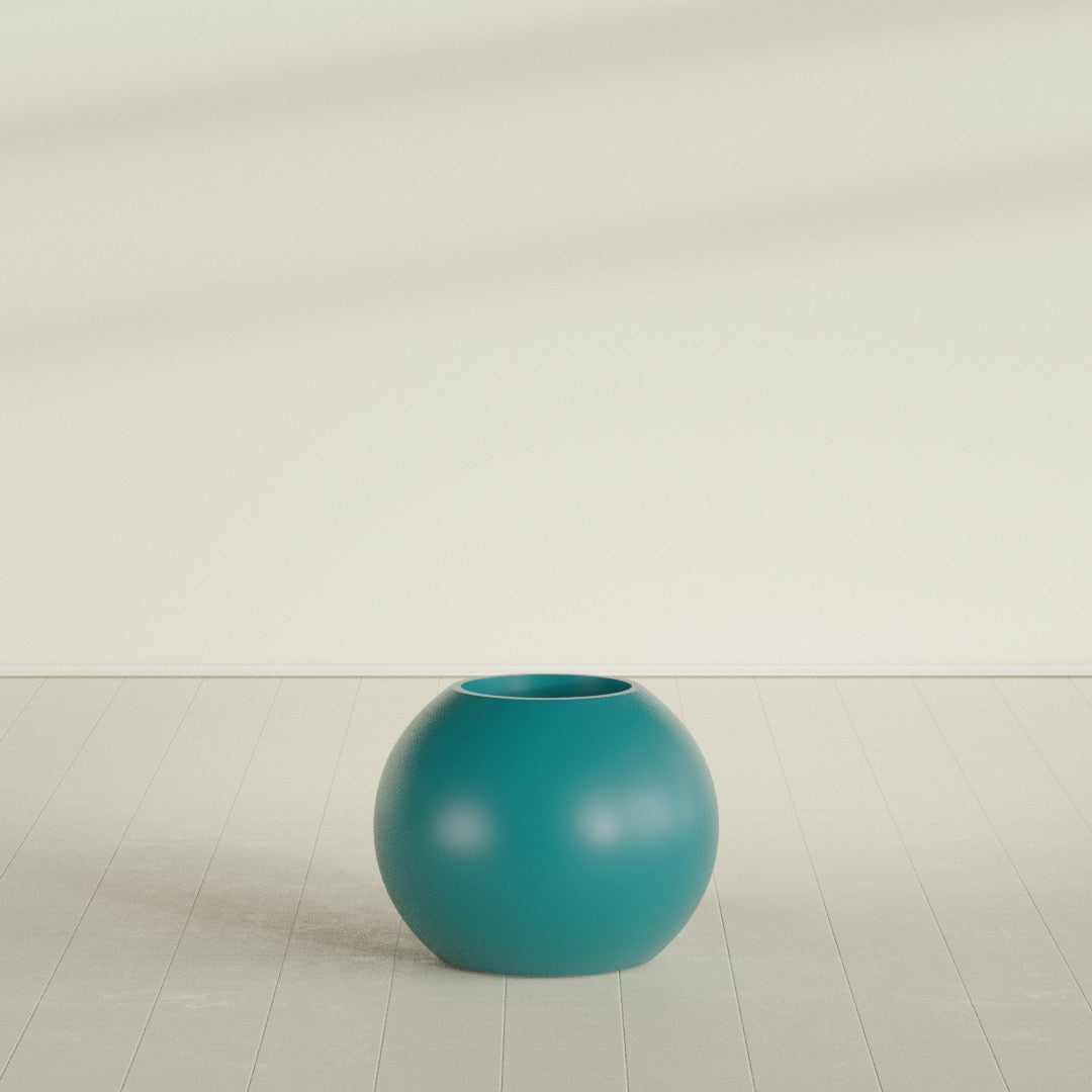 Globe Planter in Satin Seafoam Green, 24"D × 19"H, shown empty