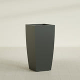 Toulan Tapered Square Planter in Matte Charcoal, 20"W × 42"H, shown empty