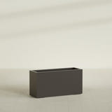 Miami Narrow Rectangular Planter in Matte Dark Brown, 36"L × 12"D × 18"H, shown empty