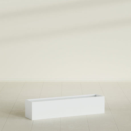 Monaco Rectangle Planter in Matte Bright White, 32"L, shown empty