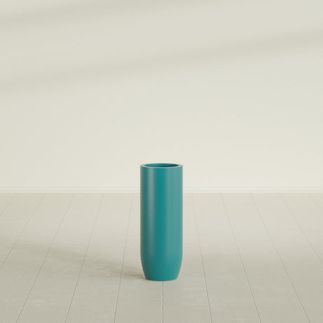 Saint Tropez Bullet Round Planter in Satin Seafoam Green, 12"D × 32"H, shown empty