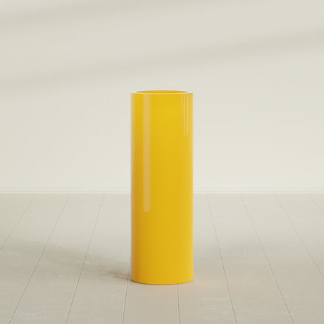 Corry Cylinder Planter in Gloss Saffron, 12"D × 36"H, shown empty