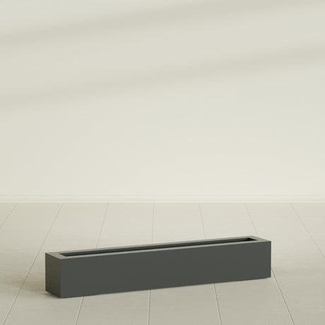 Salon Box Planter in Matte Charcoal, 48" Long, shown empty
