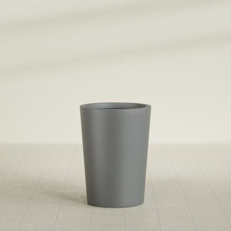 Tegel Round Tapered Planter in Matte Gunmetal, 22"D × 30"H, shown empty
