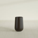 Hayden Urn Planter in Matte Dark Brown, 18"Diam × 29"H, shown empty