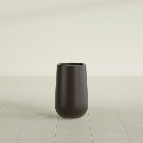 Hayden Urn Planter in Matte Dark Brown, 18"Diam × 29"H, shown empty
