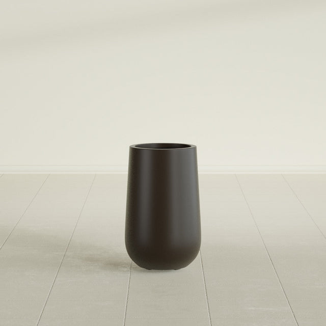 Hayden Urn Planter in Matte Dark Brown, 18"Diam × 29"H, shown empty