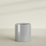 Rio Grande Cylinder Planter in Metallic Silver, 22"D × 22"H, shown empty
